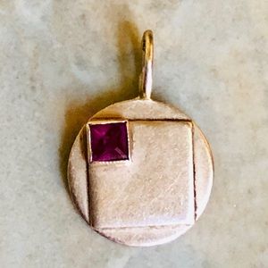 14K Rose Gold Vintage Russian Pendant With Stone